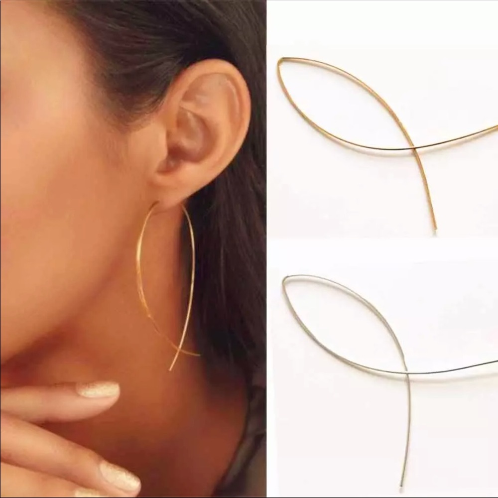 New Fish shaped Gold Color Earrings - Picture 5 of 5